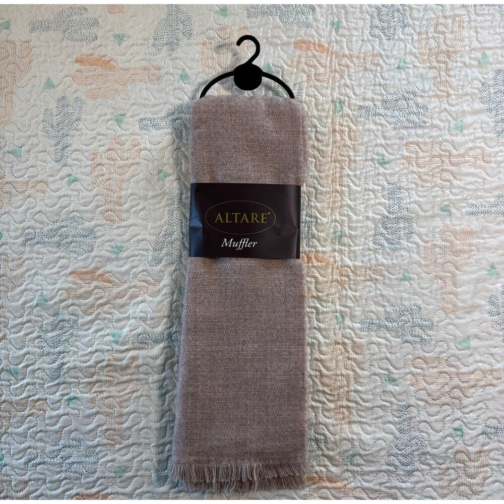 NWT Altare Muffler Scarf Beige Fringe Soft Knit Wrap
